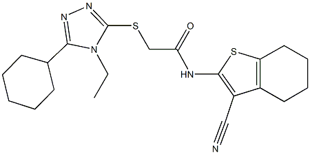 N-(3-cyano-4,5,6,7-tetrahydro-1-benzothien-2-yl)-2-[(5-cyclohexyl-4-ethyl-4H-1,2,4-triazol-3-yl)sulfanyl]acetamide 结构式