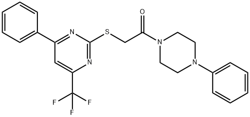 2-oxo-2-(4-phenyl-1-piperazinyl)ethyl 4-phenyl-6-(trifluoromethyl)-2-pyrimidinyl sulfide 结构式