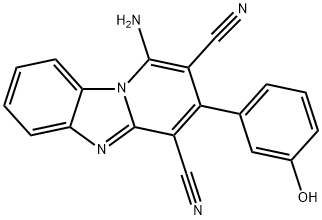 1-amino-3-(3-hydroxyphenyl)pyrido[1,2-a]benzimidazole-2,4-dicarbonitrile 结构式