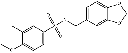 N-(1,3-benzodioxol-5-ylmethyl)-4-methoxy-3-methylbenzenesulfonamide 结构式