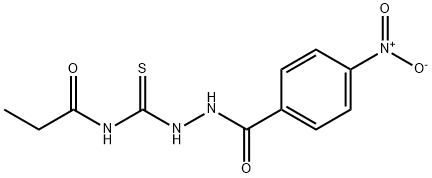 N-[(2-{4-nitrobenzoyl}hydrazino)carbothioyl]propanamide 结构式