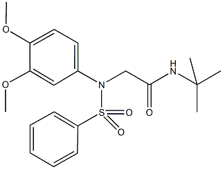 N-(tert-butyl)-2-[3,4-dimethoxy(phenylsulfonyl)anilino]acetamide 结构式