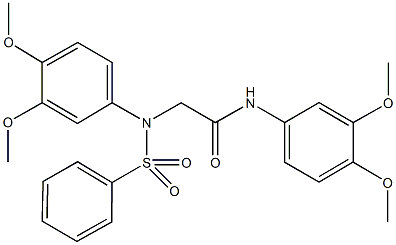 N-(3,4-dimethoxyphenyl)-2-[3,4-dimethoxy(phenylsulfonyl)anilino]acetamide 结构式