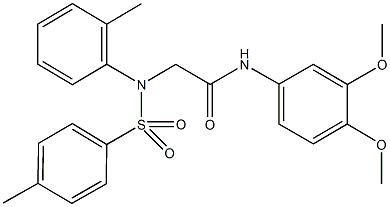 N-(3,4-dimethoxyphenyl)-2-{2-methyl[(4-methylphenyl)sulfonyl]anilino}acetamide 结构式