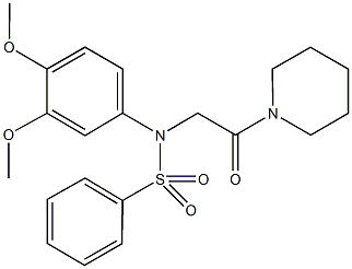 N-(3,4-dimethoxyphenyl)-N-(2-oxo-2-piperidin-1-ylethyl)benzenesulfonamide 结构式