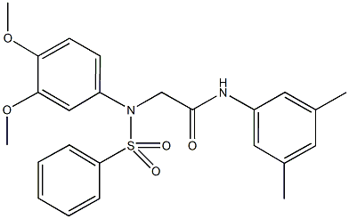 2-[3,4-dimethoxy(phenylsulfonyl)anilino]-N-(3,5-dimethylphenyl)acetamide 结构式