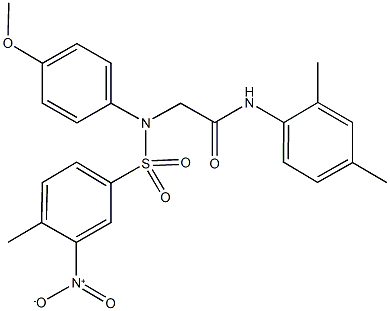 N-(2,4-dimethylphenyl)-2-[({3-nitro-4-methylphenyl}sulfonyl)-4-methoxyanilino]acetamide 结构式