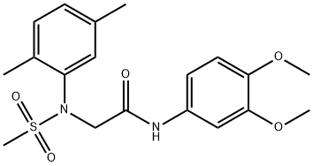 N-(3,4-dimethoxyphenyl)-2-[2,5-dimethyl(methylsulfonyl)anilino]acetamide 结构式