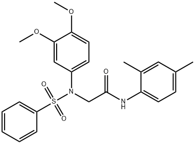 2-[3,4-dimethoxy(phenylsulfonyl)anilino]-N-(2,4-dimethylphenyl)acetamide 结构式