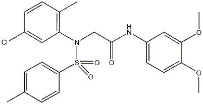 2-{5-chloro-2-methyl[(4-methylphenyl)sulfonyl]anilino}-N-(3,4-dimethoxyphenyl)acetamide 结构式