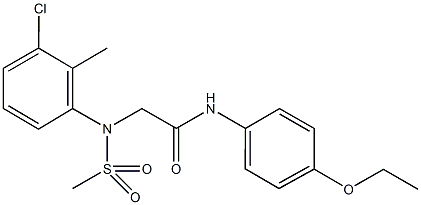2-[3-chloro-2-methyl(methylsulfonyl)anilino]-N-(4-ethoxyphenyl)acetamide 结构式
