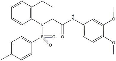 N-(3,4-dimethoxyphenyl)-2-{2-ethyl[(4-methylphenyl)sulfonyl]anilino}acetamide 结构式