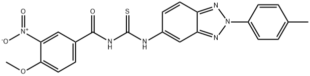 N-{3-nitro-4-methoxybenzoyl}-N'-[2-(4-methylphenyl)-2H-1,2,3-benzotriazol-5-yl]thiourea 结构式