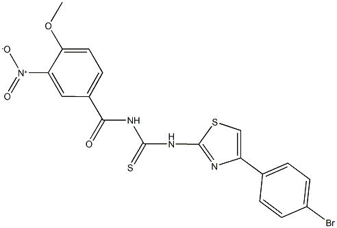 N-[4-(4-bromophenyl)-1,3-thiazol-2-yl]-N'-{3-nitro-4-methoxybenzoyl}thiourea 结构式