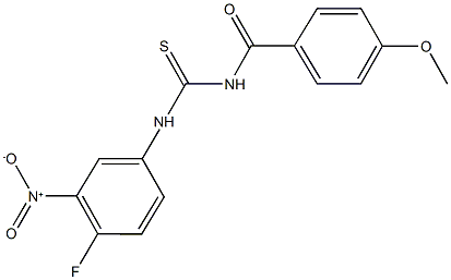 N-{4-fluoro-3-nitrophenyl}-N'-(4-methoxybenzoyl)thiourea 结构式