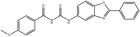 N-(4-methoxybenzoyl)-N'-(2-phenyl-1,3-benzoxazol-5-yl)thiourea 结构式