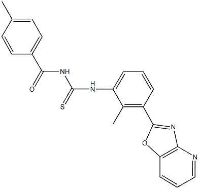 N-(4-methylbenzoyl)-N'-(2-methyl-3-[1,3]oxazolo[4,5-b]pyridin-2-ylphenyl)thiourea 结构式