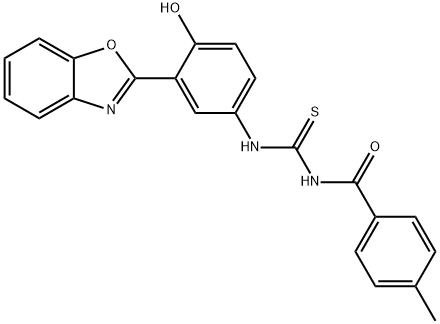 N-[3-(1,3-benzoxazol-2-yl)-4-hydroxyphenyl]-N'-(4-methylbenzoyl)thiourea 结构式