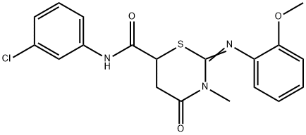 N-(3-chlorophenyl)-2-[(2-methoxyphenyl)imino]-3-methyl-4-oxo-1,3-thiazinane-6-carboxamide 结构式