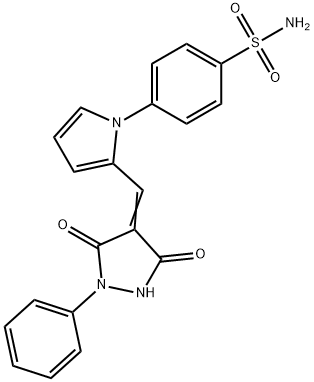 4-{2-[(3,5-dioxo-1-phenyl-4-pyrazolidinylidene)methyl]-1H-pyrrol-1-yl}benzenesulfonamide 结构式