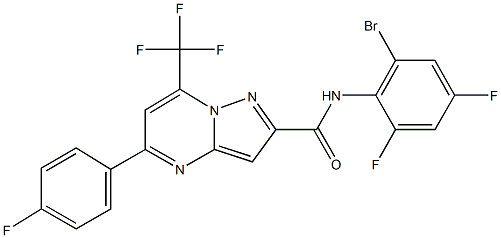 N-(2-bromo-4,6-difluorophenyl)-5-(4-fluorophenyl)-7-(trifluoromethyl)pyrazolo[1,5-a]pyrimidine-2-carboxamide 结构式