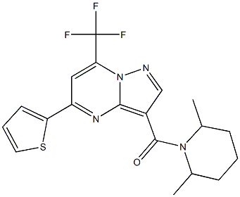 3-[(2,6-dimethyl-1-piperidinyl)carbonyl]-5-(2-thienyl)-7-(trifluoromethyl)pyrazolo[1,5-a]pyrimidine 结构式