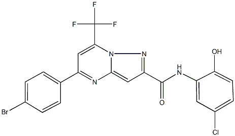 5-(4-bromophenyl)-N-(5-chloro-2-hydroxyphenyl)-7-(trifluoromethyl)pyrazolo[1,5-a]pyrimidine-2-carboxamide 结构式