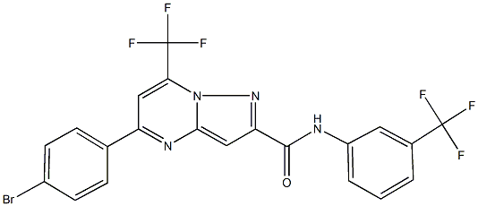 5-(4-bromophenyl)-7-(trifluoromethyl)-N-[3-(trifluoromethyl)phenyl]pyrazolo[1,5-a]pyrimidine-2-carboxamide 结构式