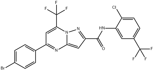 5-(4-bromophenyl)-N-[2-chloro-5-(trifluoromethyl)phenyl]-7-(trifluoromethyl)pyrazolo[1,5-a]pyrimidine-2-carboxamide 结构式