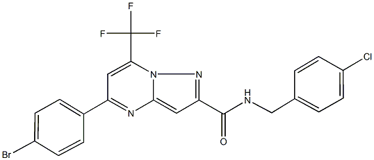 5-(4-bromophenyl)-N-(4-chlorobenzyl)-7-(trifluoromethyl)pyrazolo[1,5-a]pyrimidine-2-carboxamide 结构式