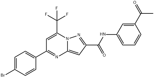 N-(3-acetylphenyl)-5-(4-bromophenyl)-7-(trifluoromethyl)pyrazolo[1,5-a]pyrimidine-2-carboxamide 结构式