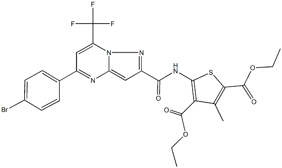 diethyl 5-({[5-(4-bromophenyl)-7-(trifluoromethyl)pyrazolo[1,5-a]pyrimidin-2-yl]carbonyl}amino)-3-methyl-2,4-thiophenedicarboxylate 结构式