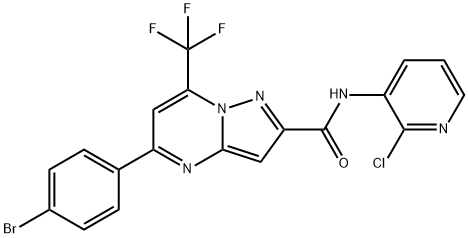 5-(4-bromophenyl)-N-(2-chloro-3-pyridinyl)-7-(trifluoromethyl)pyrazolo[1,5-a]pyrimidine-2-carboxamide 结构式