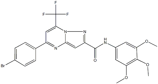 5-(4-bromophenyl)-7-(trifluoromethyl)-N-(3,4,5-trimethoxyphenyl)pyrazolo[1,5-a]pyrimidine-2-carboxamide 结构式