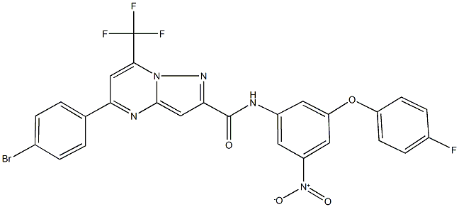 5-(4-bromophenyl)-N-{3-(4-fluorophenoxy)-5-nitrophenyl}-7-(trifluoromethyl)pyrazolo[1,5-a]pyrimidine-2-carboxamide 结构式