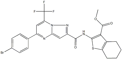 methyl 2-({[5-(4-bromophenyl)-7-(trifluoromethyl)pyrazolo[1,5-a]pyrimidin-2-yl]carbonyl}amino)-4,5,6,7-tetrahydro-1-benzothiophene-3-carboxylate 结构式