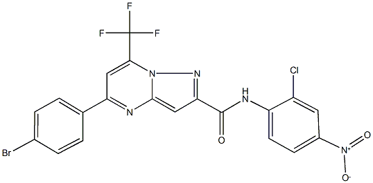 5-(4-bromophenyl)-N-{2-chloro-4-nitrophenyl}-7-(trifluoromethyl)pyrazolo[1,5-a]pyrimidine-2-carboxamide 结构式