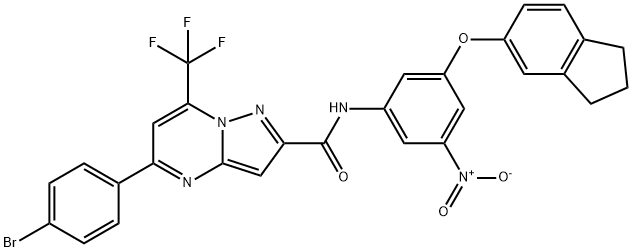 5-(4-bromophenyl)-N-{3-(2,3-dihydro-1H-inden-5-yloxy)-5-nitrophenyl}-7-(trifluoromethyl)pyrazolo[1,5-a]pyrimidine-2-carboxamide 结构式