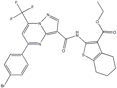 ethyl 2-({[5-(4-bromophenyl)-7-(trifluoromethyl)pyrazolo[1,5-a]pyrimidin-3-yl]carbonyl}amino)-4,5,6,7-tetrahydro-1-benzothiophene-3-carboxylate 结构式