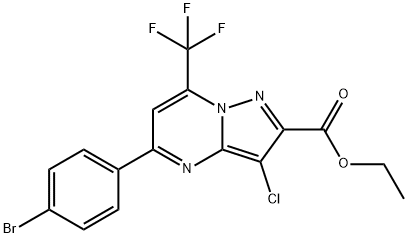 ethyl 5-(4-bromophenyl)-3-chloro-7-(trifluoromethyl)pyrazolo[1,5-a]pyrimidine-2-carboxylate 结构式