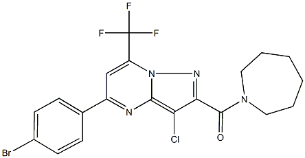 2-(1-azepanylcarbonyl)-5-(4-bromophenyl)-3-chloro-7-(trifluoromethyl)pyrazolo[1,5-a]pyrimidine 结构式