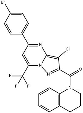 1-{[5-(4-bromophenyl)-3-chloro-7-(trifluoromethyl)pyrazolo[1,5-a]pyrimidin-2-yl]carbonyl}-1,2,3,4-tetrahydroquinoline 结构式