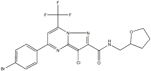 5-(4-bromophenyl)-3-chloro-N-(tetrahydro-2-furanylmethyl)-7-(trifluoromethyl)pyrazolo[1,5-a]pyrimidine-2-carboxamide 结构式