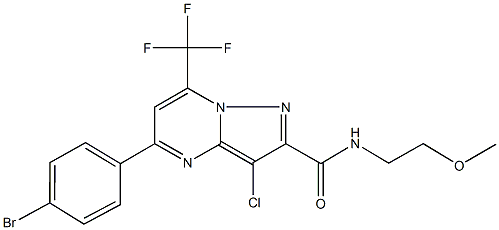 5-(4-bromophenyl)-3-chloro-N-(2-methoxyethyl)-7-(trifluoromethyl)pyrazolo[1,5-a]pyrimidine-2-carboxamide 结构式