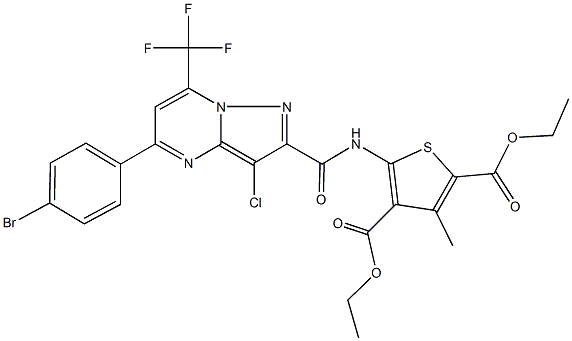 diethyl 5-({[5-(4-bromophenyl)-3-chloro-7-(trifluoromethyl)pyrazolo[1,5-a]pyrimidin-2-yl]carbonyl}amino)-3-methyl-2,4-thiophenedicarboxylate 结构式