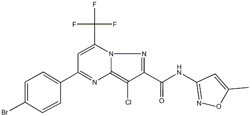 5-(4-bromophenyl)-3-chloro-N-(5-methyl-3-isoxazolyl)-7-(trifluoromethyl)pyrazolo[1,5-a]pyrimidine-2-carboxamide 结构式