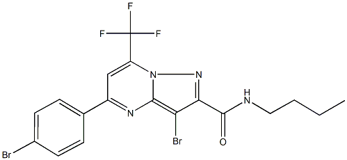 3-bromo-5-(4-bromophenyl)-N-butyl-7-(trifluoromethyl)pyrazolo[1,5-a]pyrimidine-2-carboxamide 结构式