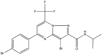 3-bromo-5-(4-bromophenyl)-N-isopropyl-7-(trifluoromethyl)pyrazolo[1,5-a]pyrimidine-2-carboxamide 结构式