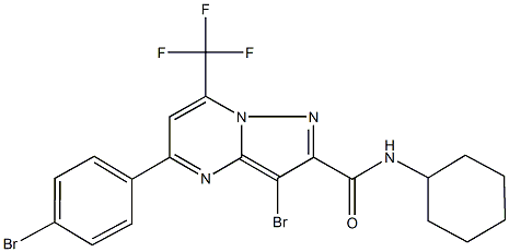 3-bromo-5-(4-bromophenyl)-N-cyclohexyl-7-(trifluoromethyl)pyrazolo[1,5-a]pyrimidine-2-carboxamide 结构式