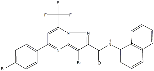 3-bromo-5-(4-bromophenyl)-N-(1-naphthyl)-7-(trifluoromethyl)pyrazolo[1,5-a]pyrimidine-2-carboxamide 结构式